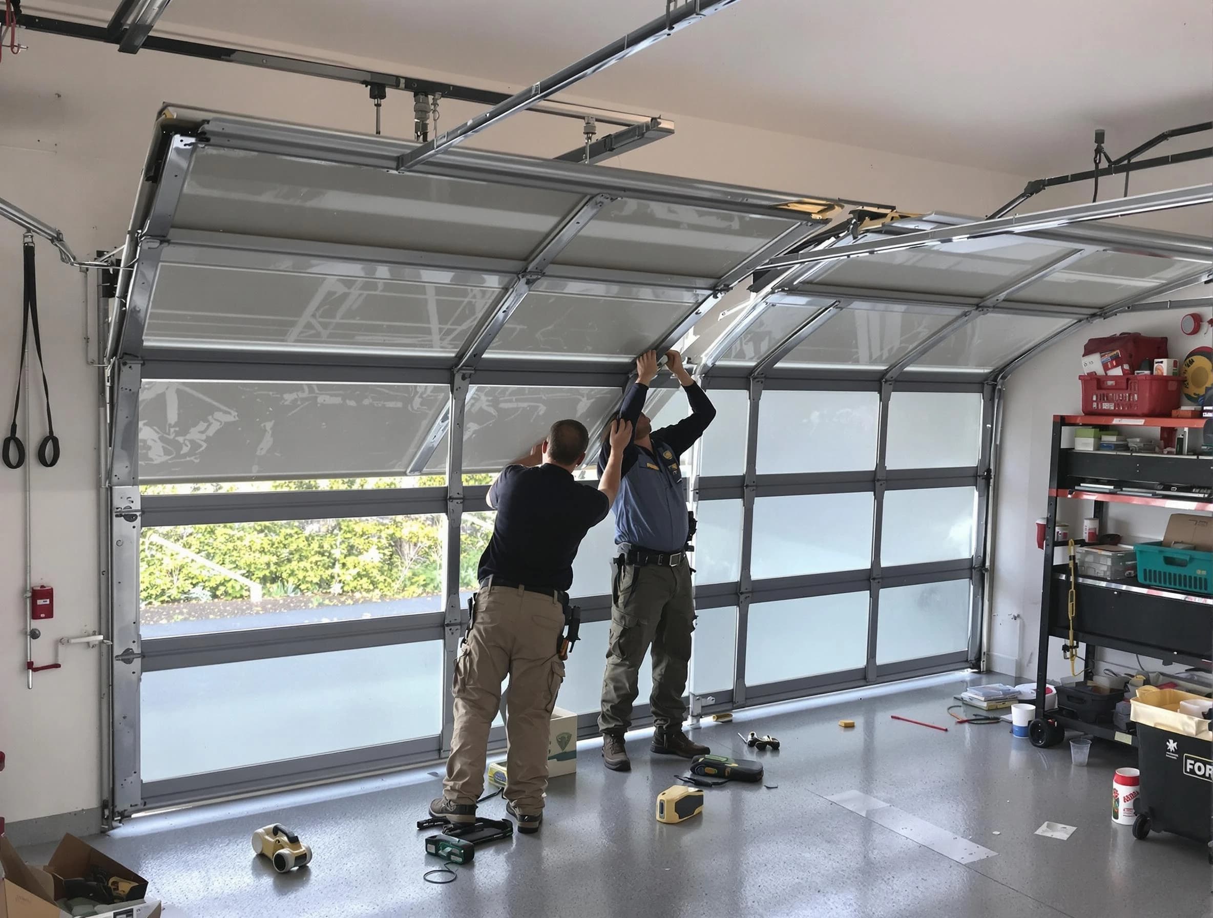 Orangetown Garage Door Repair expert performing precise panel replacement on Orangetown garage door