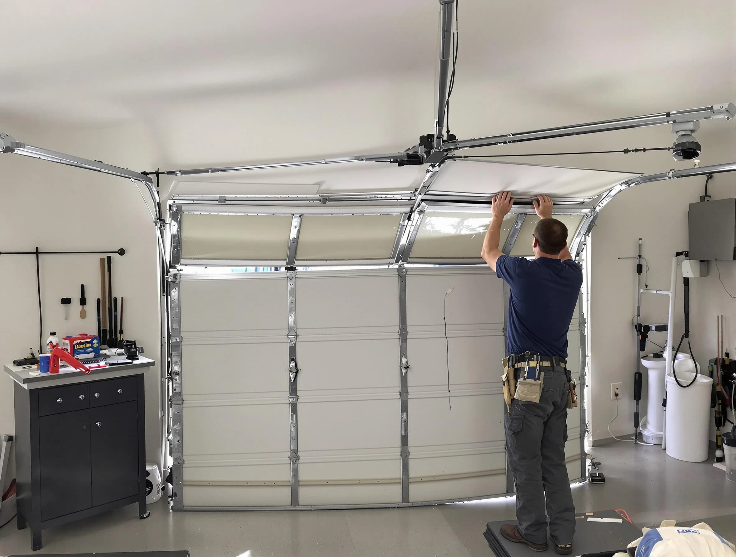 Orangetown Garage Door Repair specialist performing precise section replacement on Orangetown garage door