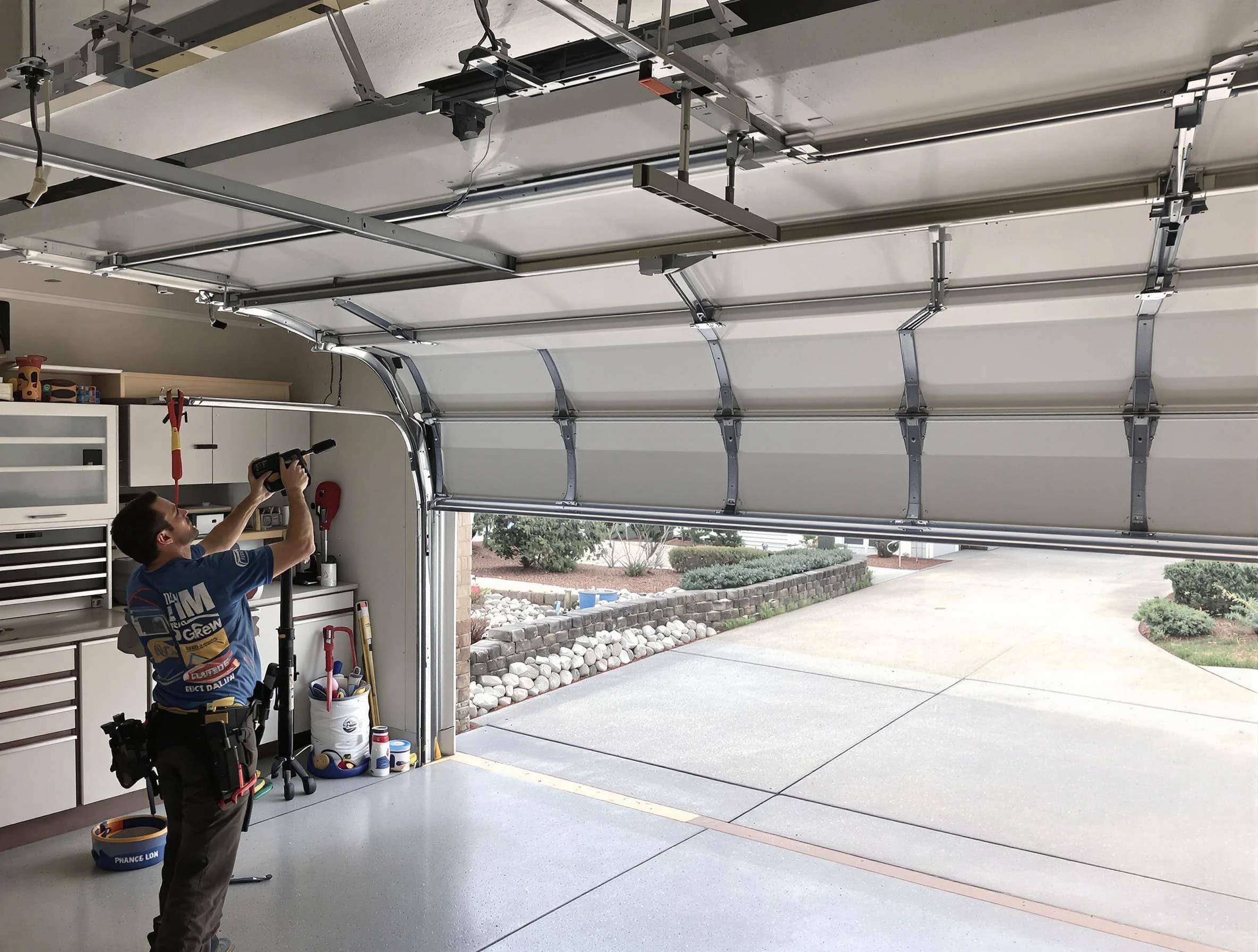 Garage door track repair service by Orangetown Garage Door Repair in Orangetown