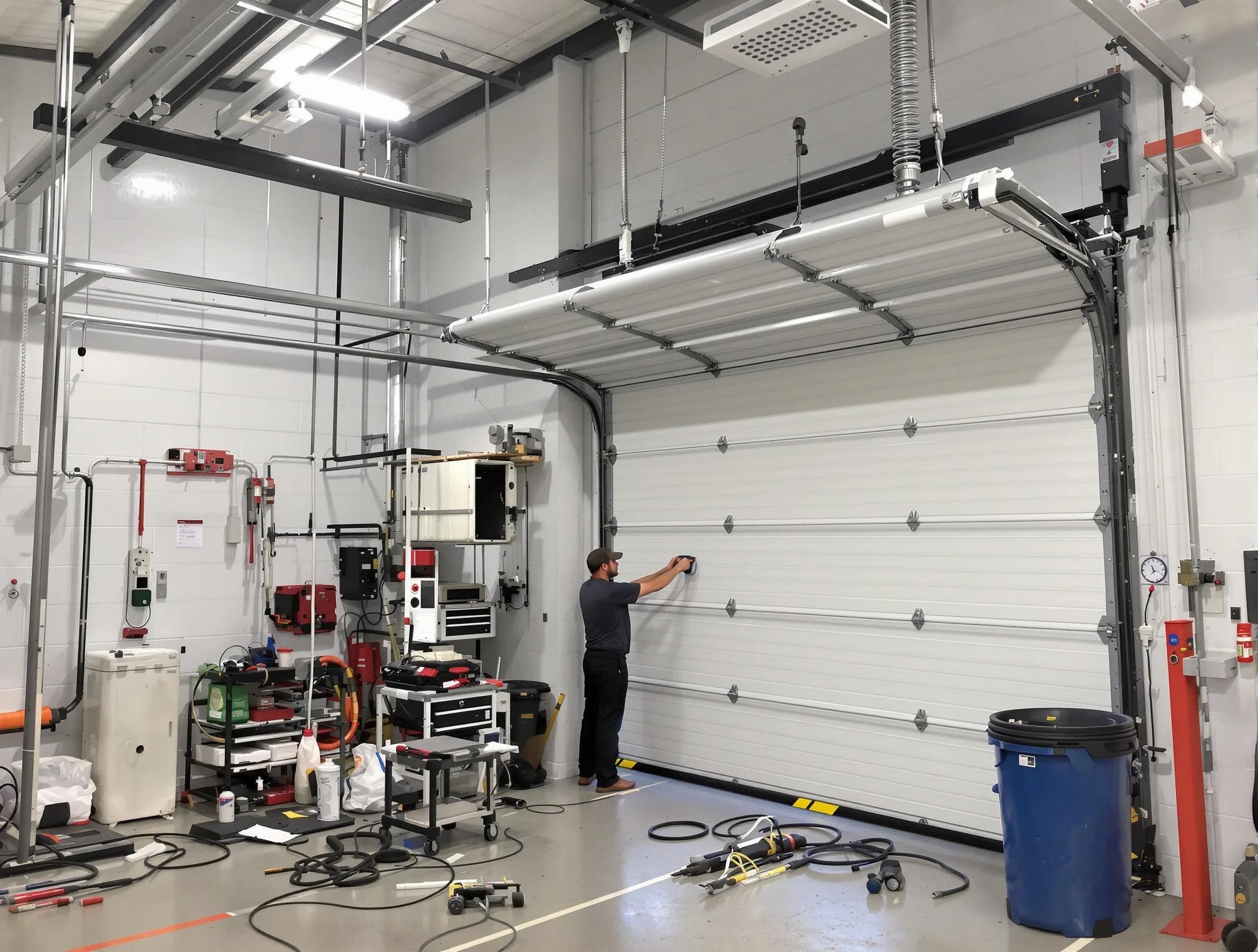 Orangetown Garage Door Repair certified technician performing commercial door repair at a Orangetown business facility