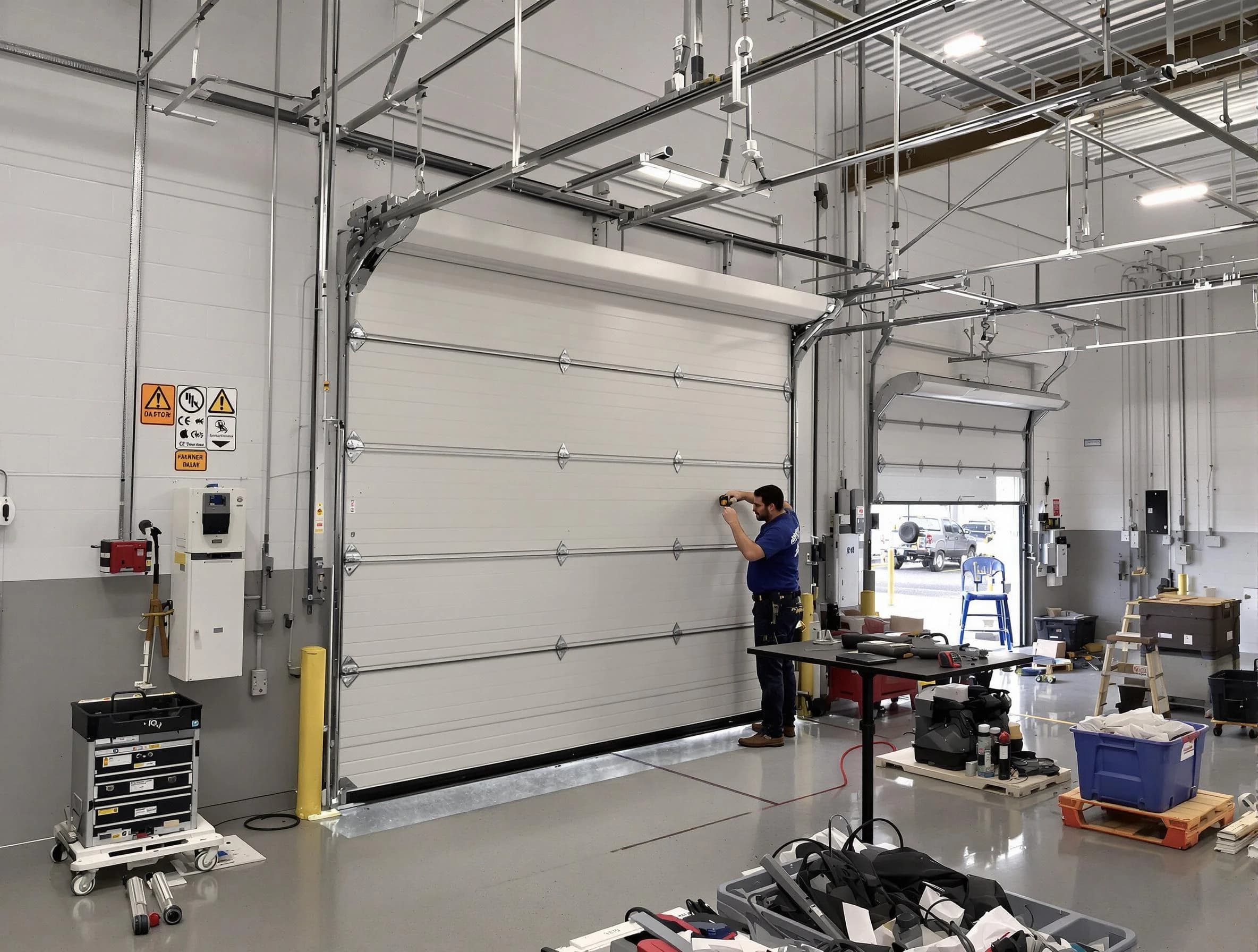 Commercial garage door repair being performed by Orangetown Garage Door Repair expert in Orangetown