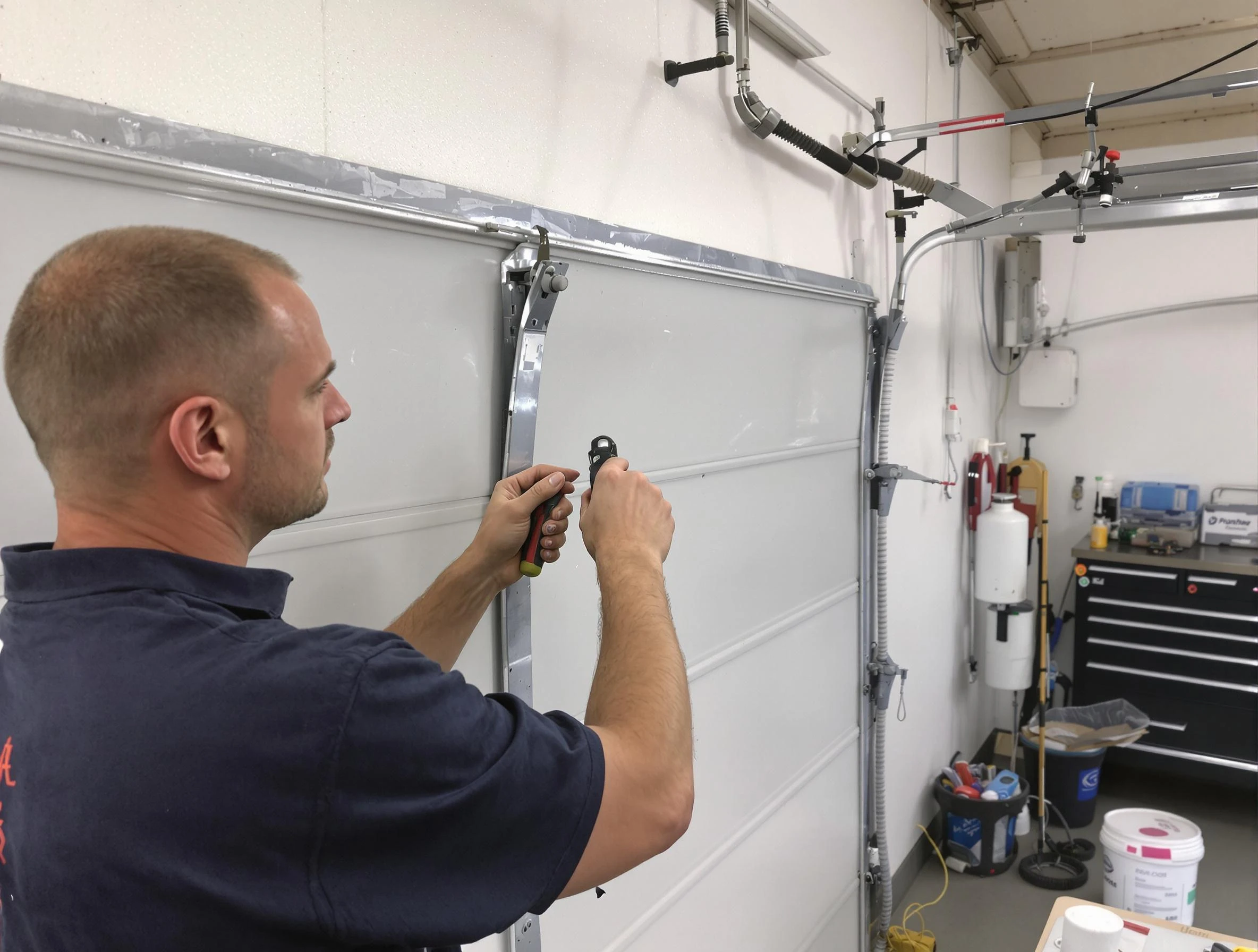 Before and after garage door dent repair by Orangetown Garage Door Repair in Orangetown