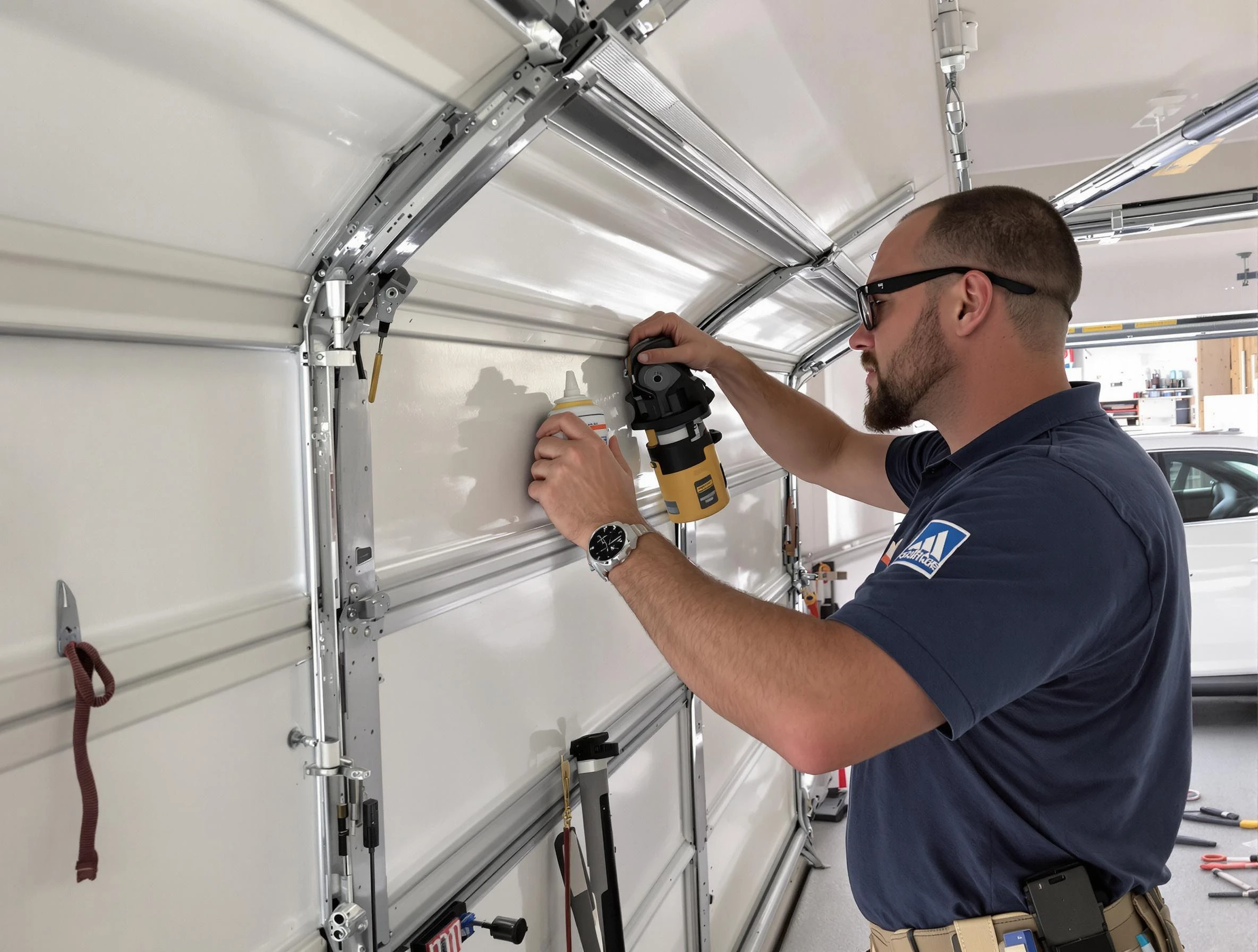 Orangetown Garage Door Repair technician quieting a noisy garage door in Orangetown